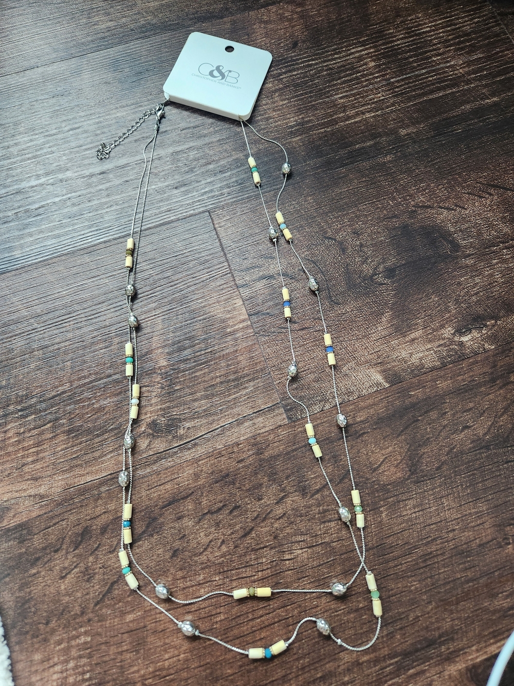 Christopher & Banks Double Strand Beaded Pendant Necklace -